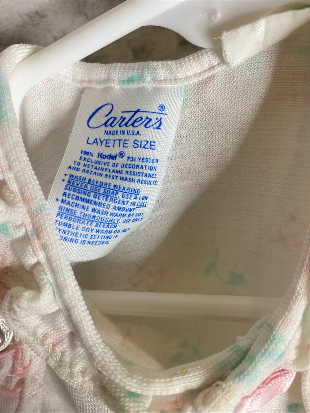 Very Vintage Carter's layette gown and over shirt Set with Pink and Mint Accents